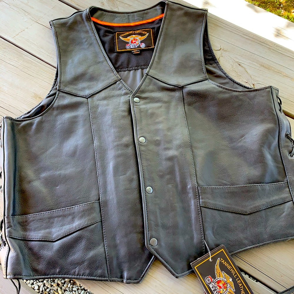 Black Leather Conceal Carry Vest